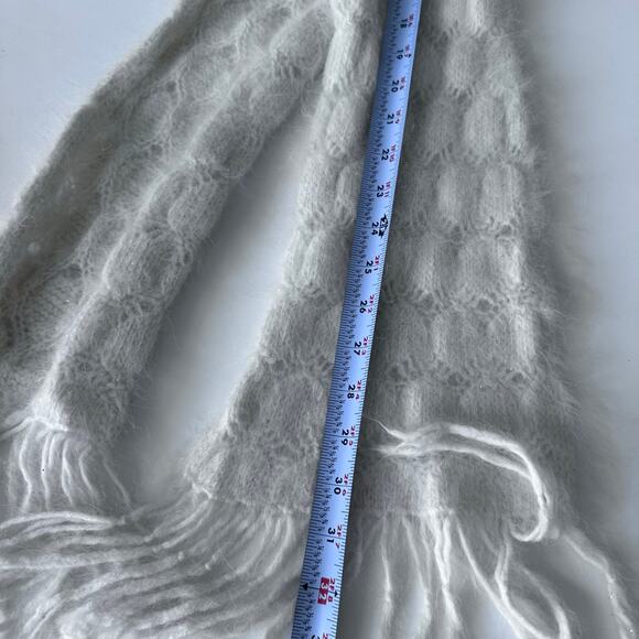 Abercrombie White Scarf with Fringe - Dainty Design - Picture 3 of 5
